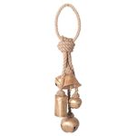 Creative Co-Op Decorative Metal Bells in Various Shapes on Jute Rope Hanger Wall Hanging, Gold