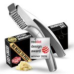 Lifetime Replacement Garlic Press Stainless Steel No Need to Peel, Detachable Handle for Coarse Mincing - Premium Garlic Mincer Tool, Rust-Proof, Easy to Clean, Dishwasher Safe Garlic Crusher