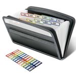 Shutex Receipt Coupon Organiser,13 Pockets Mini Accordian File Folder Document,for Receipt/Invoice/Coupon/Check/Bill/Tax Receipt/Ticket/A6 File Folder,Small File Folder with Mesh Bag &Labels Index