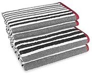 Weave Essentials 4Pc Bath Linen Towel Set, 2 Large Bath Towel - 70x140cm, 2 Hand Towels - 50x90cm, Solid Stripped 100% Cotton, Quick Dry Towel, Soft & Absorbent - (Silver Grey)