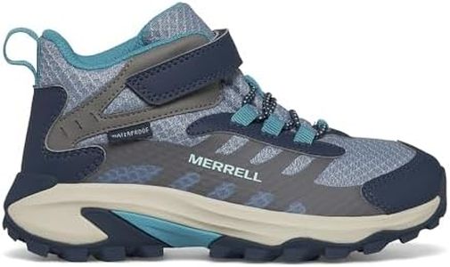 Merrell Moab Speed 2 MID Alternative Closure Waterproof Hiking Boot, Stone/Blue/Turq, 6 US Unisex Big Kid