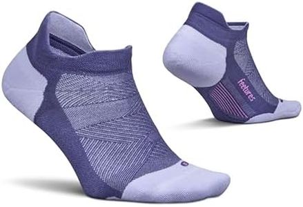 Feetures Elite Max Cushion No Show Tab Ankle Socks - Sport Sock with Targeted Compression - Future Dusk, M (1 Pair)