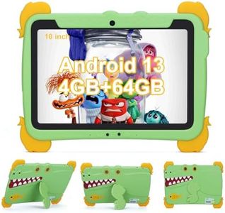 C idea Kids Tablets 10.1 inch,Android 13 Tablet for Kids,4GB RAM+64GB ROM(1TB TF), FHD Large Screen Tablet,6000mAh Children Tablet with Pen,Support 5G/2.4G WiFi(Green)