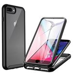 CENHUFO Phone Case Compatible with iPhone 8 Plus 7 Plus / 6S Plus / 6 Plus Case, Shockproof Cover with Built-in Screen Protector, Rugged Durable Full Body Protective Bumper Clear Case - Black