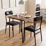 IDEALHOUSE Dining Table for 2, Small Table and Chairs Set of 2, Square Dinette Set for 2, Dinner Table Set, 3 Piece Kitchen & Dining Room Sets for Small Space, Apartment, Home Office, Rustic Brown