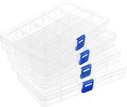 DIFIT Bead Organizer Box Plastic Organizer Box with Dividers Bead Organizers and Storage, Tackle Box Small Parts Organizer Bead Storage (15gird 4pcs)