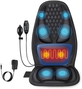 Back Massager with Heat, Massage Seat Cushion with 3D Lumbar Traction, 8 Vibrating Motors Massager Chair Pad for Full Body Pain Relief, and Home Use