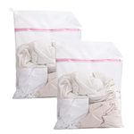 Mesh Laundry Bags with Zips for Washing Machine, 2 Pcs Random Color Durable Net Washing Bags Travel Laundry Bag (30x40cm)