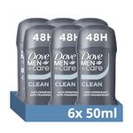 Dove Men+Care Men's Anti-Perspirant Stick Clean Comfort Deodorant 6x 50 ml