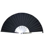 Golandstar Stainless Steel Tai Chi Fan Decorative Folding Fans Chinese Kung Fu Fan for Performance Dance, Arts Dance, Training, Sports, Decorations, Festival, Gift (Black - No pattern)