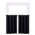 NICETOWN Halloween Black Valances for Small Window - Thermal Insulated Grommet Top Kitchen/Basement Curtain Panels (W52 x L36 Inches,Black,2 Pieces)