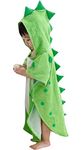 Alltops Kids Cotton Hooded Towel Cartoon Unicorn Dinosaur Bathrobe Bath Poncho Towel for Boys Girls, 0-4 years, Green Dinosaur