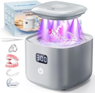 Ultrasonic Retainer Cleaner Machine, 48kHz Dental Ultrasonic Cleaner, Portable Ultrasonic Retainer Cleaner for Aligners, Dentures, Mouth Guards, Braces, Night Guards & Jewelry Cleaner(Gray)