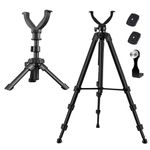 LCNCY Binocular and Shooting Tripod Hunting Rest V Yoke Stand, Spotting Scope Tripod, with Binoculars Adapter and Removable 360° Rotate Fluid Head, Perfect for Binoculars, Hunting, Shooting Tripod