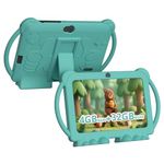 HOTTABLET 7 Inch Android 12 Kids Tablet, 4GB RAM, 32GB ROM, 512GB Expansion, Parental Control, WiFi Bluetooth, Dual Camera with Silicone Case, 1PC (Green)