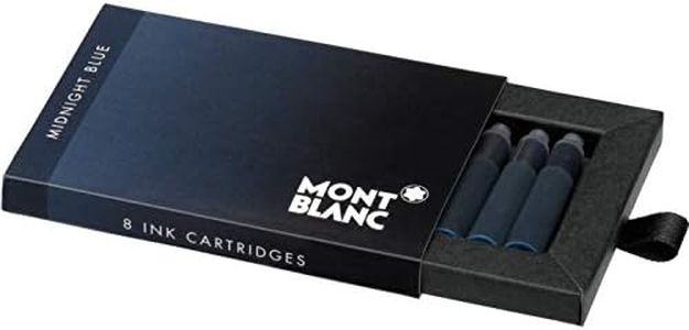 Montblanc Ink Cartridges Midnight Blue 105195 – Short International Standard Fountain Pen Refills in Blue-Black – 8 Pen Cartridges