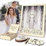 Wedding Guest Book Alternative Pen Set Sign Heart Wedding Reception Rustic for Baby Shower Birthday Part Decoration with 120 Wooden Hearts