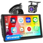 Wireless Apple CarPlay & Wireless Android Auto Portable Car Stereo 7 Inch Touch Car Screen with Bluetooth | Siri Voice Control | Backup Camera