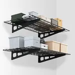 WORKPRO 2-Pack 2x4FT Garage Wall Shelving, 48” x 24” Heavy Duty Wall Mounted Shelving, 400lbs Load Capacity (Total), Metal Wall Shelves Suitable for Shop, Shed, Garage Storage, Black, 1 Sets