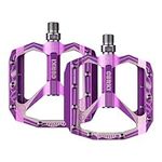 Corki Cycles Aluminum Bike Pedals, Extra Large Flat MTB Bike Pedal Wide Platform Pedals 9/16" - Purple