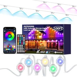 100FT Permanent Outdoor Lights, RGB LED Eaves Lights with APP/Remote Control, IP67 Waterproof LED String Lights for Christmas, Halloween, Garden Decor