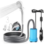 AUTOPkio Portable Camping Shower, 12V Plug-and-Play Outdoor Camp Shower Kit with Upgraded Pump for Camper, Travel, Car Washing (Blue, No Sprayer)