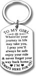 To My Little Girl Inspirational Gifts Keychain For Daughter From Mom Dad Sweet 16th 18th 21st Birthday Graduation Wedding Christmas Mothers Day Gift For Step Teen Adult Daughter Girls Kids Keyring