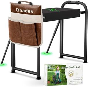 Onadak Heavy Duty Garden Kneeler and Seat for Elderly, 400lbs Capacity Foldable Gardening Stool with Support Legs & Thick Pad, Includes Large Tool Organizer Bag, Black