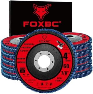 FOXBC 4-1/2 inch Flap Disc for Angle Grinder, 60 Grit, Type 29, Premium Zirconium Grinding and Polishing for Metal, 10 Pack