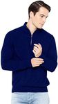 State Cashmere Men's Half Zip Mock Neck Sweater 100% Pure Cashmere Polo Neck Pullover (Navy, Large)
