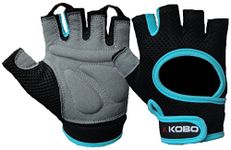 Kobo WTG-03 Leather Gym Gloves, Large (Black/Blue)