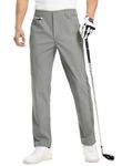 BGOWATU Men's Golf Pants Stretch Work Dress Pants Lightweight Quick Dry Slim Fit Casual Pants with Zipper Pocket Light Grey 32