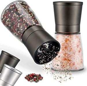 ZOLMER® Gewürzmühlen 2er Set mit verstellbarem Keramikmahlwerk – Edle Salzmühle & Pfeffermühle aus hochwertigem Gunmetal Farbenem Edelstahl – Chilimühle [Ohne Gewürzinhalt]