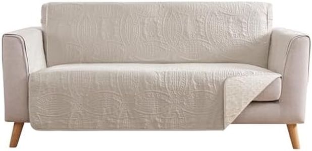 Pamhaven Beige Loveseat Covers for 2 Cushion Couch, Water-Repellent Covers for Sofa Couch, Machine Washable Love Seat Quilted Couch Covers, Pet Friendly Loveseat Slipcovers (Loveseat 56", Beige Cream)