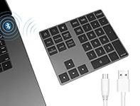 Pubiohs Bluetooth Keypad, Bluetooth Wireless Numeric Keypad with 34 Keys, Number Pad Wireless Portable Slim for ipad, Laptop, Mac, Computer, PC