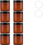 8 Pcs 8 OZ Amber Plastic Jars with Lids, Elumeiro Empty Round Cream Jar Refillable Cosmetic Containers for Storing Lotion, Slime, Scrub, Powder, Ointment, Rhinestone, Bath Salt