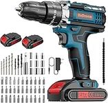 Cordless Drills, Electric Drill 21V Max Power Drill Impact Driver, Combi Drill Kit with 2 * 2000mAh Li-Ion Battery, 45 Nm Electric Screwdriver, 25+3 Torque, 57 Pieces Accessory Set