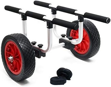 Chariot de transport Alu 90kg pour Kayak Canoë avec Grande Roue PU Ø31cm & Largeur réglable