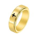 AMDXD Wedding Rings 6 mm, Stainless Steel Rings Cross Spinner, Black/Gold/Silver/Rose Gold Wedding Ring for Men, Engagement Rings for Men and Women, Stainless Steel, No cubic zirconia