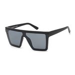 JIM HALO Flat Top Shield Sunglasses Square Mirror Rimless Glasses for Women Men (Matte Black Frame/Grey Lens)