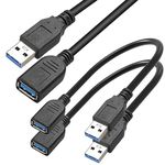 Storite 2 Pack 15cm USB 3.0 Male to Female Extension Cable 5GBps for Laptop/PC/Mac/Printers - Black