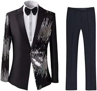 Men's 2-Piece Suit Casual 1 Button Slim Fit Prom Suit Stylish Sequin Black