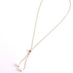 El Regalo Classy Slider Pearl Tie Necklace for Girls & Women- Elegant Drawstring Imitation Pearl Pendant Adjustable Y-Shaped Chain Necklace (Gold)