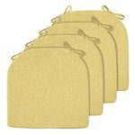 GIANTEX Non-Slip Chair Cushions Set of 4 for Dining Chairs Memory Foam Chair Pads with Ties for Kitchen Bedroom Living Room & Dining Chairs (16x16x2 Inches, Yellow)