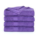 Ample Decor Bath Towel Set of 4, 76 CM X 137 CM Each 600 GSM 100% Cotton, Soft Durable Large Quick Drying | For Bathroom, Pools, Hotel, Spa, Daily Use – Purple