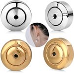 Earring Backs,4PCS Dics Earring Backs for Studs, Droopy Ears, Heavy Earrings, Secure Pierced Locking Earring Lifters Replacements in White Gold and 18K Gold, Large Heavy Earring Support Backs