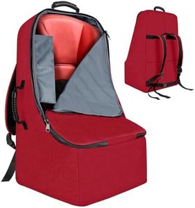 ZRRAJOY Padded Car Seat Travel Bag for Airplane, Heavy Duty Backpack for Air Travel, Water-Resistant Carrier with Shoulder Strap, Fits Most Car Seats (Red)