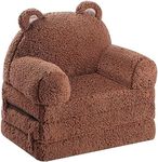 MOMCAYWEX Foldable Kids Sofa, Sherpa Teddy Bear Toddler Couch with Tri Folding Foam Cushions, Comfy Kids Couch for Kids Age 1-3