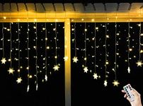 BLOOMWIN Christmas Window Lights 2m x 1m 104 LEDs Snowflakes Curtain Fairy Light Xmas Decoration Icicle Lights Indoor Party Bedroom