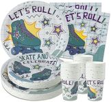 Roller Skating Party Supplies (Serves 24) Dinner Plates, Dessert Plates, Cups, Napkins. Roller Skating Baby Shower Decorations for Kids, Boys, Girls and More.